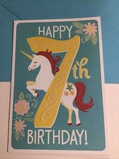 Happy 7th Birthday 7 Years Old Unicorn Horse Niece Daughter Hallmark Greeting picture