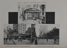 Antique New York City Art Print 1904 Brooklyn Bridge Entrance Black and White picture