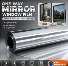 One Way Mirror Privacy Reflection Window Tint Film Reduce Heat & Energy Saver picture