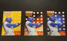 1992 McDonald's Collector's Pin Cards Unpunched Ken Griffey Jr. Set of 3 picture