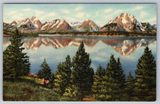 c1940s Teton Peaks Jackson Lake Grand Teton Natl Park CO Postcard picture