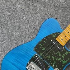 US Solid Body Electric Guitar Maple Fretboard Flamed Maple Top Blue Fast Ship picture