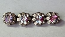 Vtg Antique Czech Iris Glass Rainbow Bar Brooch Pin Rhinestone Art Deco Cluster picture