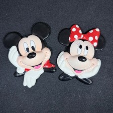 Disney Mickey & Co Enesco Mickey and Minnie Mouse Ceramic Wall Plaque Set VTG picture