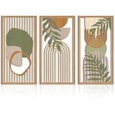 IARTTOP Large Boho Mid-Century Modern Wood 16 x 32 inches, Green Framed picture