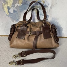 KOOBA Chocolate/Tan Leather Shopper Tote Shoulder Purse Bag RP $450 picture