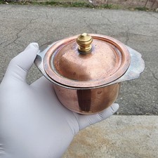 Joseph Heinrichs 500 grams Vintage New York Copper & Sterling Silver Lidded Bowl picture