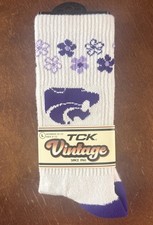 TCK Vintage Kansas State Wildcats New Large Unisex Purple & White Socks USA Made picture