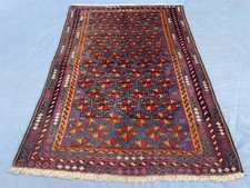 3X4 Vintage Afghan Baluchi Wool Rug with Repeating Star Motifs and Geometric picture