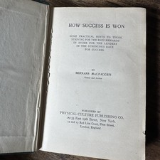 Antique 1904 How Success Is Won By Bernarr Macfadden London Self Help Personal D picture