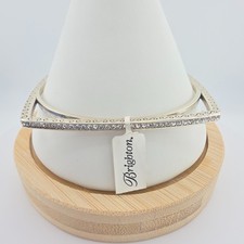 New BRIGHTON 'Chara' Bracelet Square SWAROVSKI Crystal Silver Plate 8