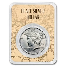 1922-1925 Peace Silver Dollar BU - w/Map Card picture