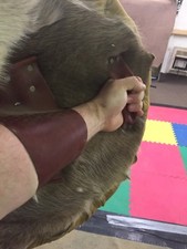 Custom Scottish Targe Shield Reindeer Fur Buckskin Leather HEMA Martial Arts picture