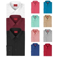 vkwear Red Label Men's Slim Stretch Muscle Fit Long Sleeve Solid Dress Shirt picture