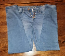 Justice Girls 16 High Rise Snap Blue Jeggings picture