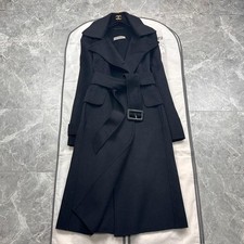 Max Mara Cucito a Mano Belted Coat, Women's, Angora, Black, Size S picture