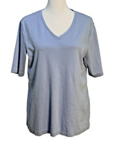 Chico’s True Color Tee 2 Blue V-Neck Short Sleeve Cotton Knit Top picture