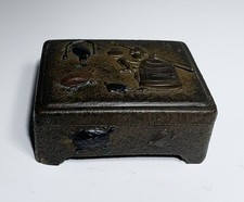 JAPANESE MIXED METALS BOX MEIJI TURLES FROGS BIRD 19th Century picture