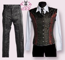 Gull Suit Gentle Men Steampunk Gothic Men Corset Vest With Pant Complete Set USA picture
