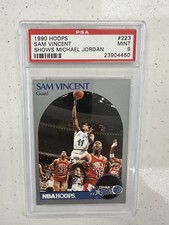 1990-91 NBA Hoops Sam Vincent #223 Shows Michael Jordan #12 Jersey PSA 9 picture