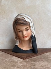 VINTAGE LADY HEAD VASE INARCO CIRCA 1964 JACQUELINE KENNEDY IN MOURNING picture
