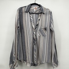 Anthropologie Ash & Ember Women's Shirt S Cotton breezy striped button up Boho picture