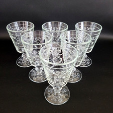Versailles La Rochere Wine/Juice Goblet Glass Shells Scrolls France Set of 6 picture