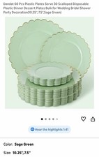 60pcs Disposable Plates Set Elegant Daisy Edge Durable Plastic Tableware New picture
