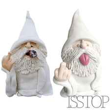 Funny Smoking White Wizard Gnome Statue Garden Yard Lawn Ornament Decor Gift US picture