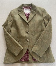 JOULES BLAZER SZ 14 100% WOOL TOM JACKET WOMENS HARCOMBE TOAD GREEN VELOUR picture