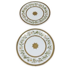 T&V Limoges France Ovington Bros Gold Encrusted Floral Porcelain Plates Set 2 picture