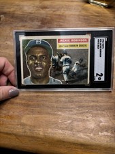 Jackie Robinson 1956 Topps #30 Brooklyn Dodgers White Back SGC 2 Graded picture