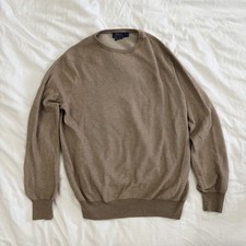 POLO RALPH LAUREN Sweater Mens Large Tan Pima Cotton Knit Long Sleeve picture