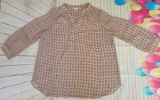 Pleoine Womens Blouse Long Sleeve V Neck Size 1X Sheer Beige picture