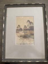 Francis Gordon Fraser Antique Watercolor Landscape Painting - Framed UV Glass picture