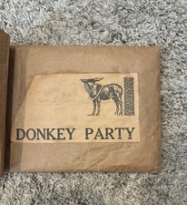 Antique 1926 Saalfield Publishing Oilcloth Donkey Party Game Poster....No Tails picture