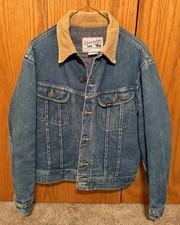 Vintage 70s 80s Lee Storm Rider Dark Wash Denim Blanket Lined Jacket Men 38R picture