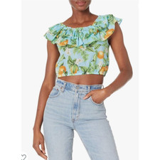 New BB Dakota Womans Sz Small Blue Zest for Life Top Layer Crop Top NWT picture