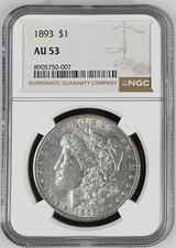 1893 P $1 Morgan Silver Dollar - NGC AU 53 - KEY DATE picture