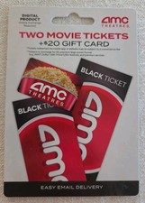 AMC Theatres 2 Movie Tickets + $20 GiftCard Digital Product please READ Descript picture