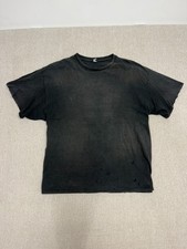 Vintage Delta Mens Large Distressed Sun Faded Black Blank Boxy T Shirt Thrashed picture