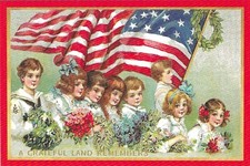 Vintage Patriotic Postcard RETRO Antique NEW REPRINT Grateful Land Remembers picture