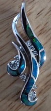 Na Hoku 14k White Gold Waterfall Pendant with Opal Inlay and Diamonds picture