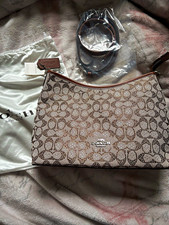 Coach Signature Monogram Zip Shoulder Bag w Detachable Strap & Dust Bag picture