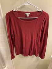 Sundance Top M Burgundy Red Knit Embroidered Lace Long Sleeve Boho Pullover picture