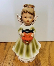 Rare Vintage DABS JAPAN October Angel Figurine Holding A Red Devils Mask. Japan picture