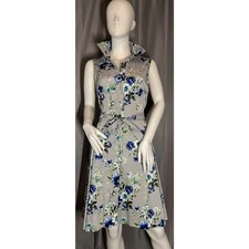 NWT Sandra Darren Women’s Sleeveless Dress Size S Fit & Flare Floral Belted picture