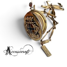 Vintage Anne Klein for Accessocraft Heraldic Large Photo Locket Necklace signed picture