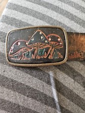 Vintage 70s Handpainted Mushroom Belt With Buckle  picture