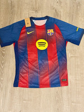 Nike FC Barcelona Soccer Jersey Blue/Red Stripes Spotify Sponsor UNHCR picture